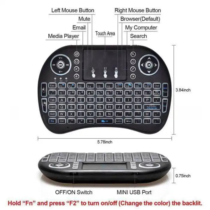 Clavier Compact Rechargeable pour Android TVBox et Ordinateur Portable